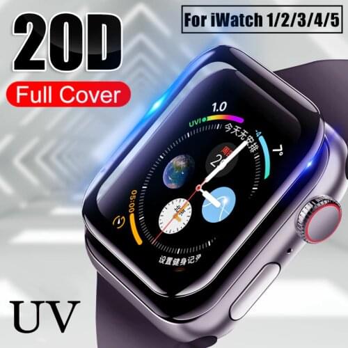 20D UV nano Liquid glue Full Cover Tempered Glass for apple Watch Series 5 4 3 2 Screen Protector 38 40 42 44 mm Protective Film