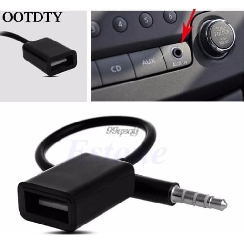 3.5mm Male AUX Audio Plug Jack To USB 2.0 Female Converter Cable Cord For Car MP3 Drop Ship