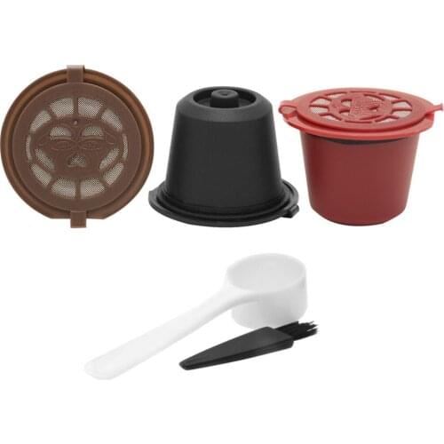 3PCS Nespresso Refillable Reusable Nespresso Coffee Capsule 20ML Filters Reutilisable Coffee Capsule Nespresso Cups Spoon Brush