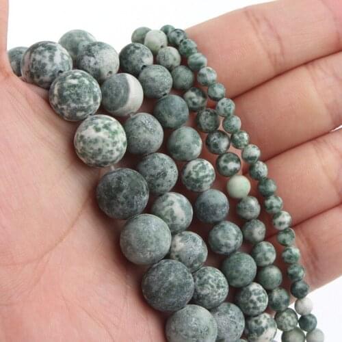 4-12mm Green Spotted Jaspers Round Loose Spacer Beads Natural Minerals Matte Stone Beads for Jewelry Making DIY Bracelet 15
