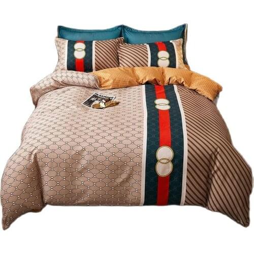 DEVO Beddingset Printed Duvet Cover Bed Sheet Pillowcase Polyester Brief Full King Queen Tiwn Beding Cover