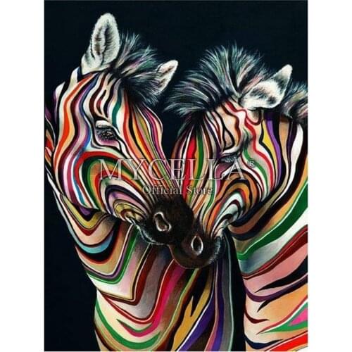 5D Diamond Mosaic Kits Diy Diamond Painting Cross Stitch Full Rhinestones Diamond Embroidery Animal color Zebra Fashion Craft