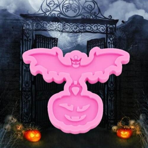 94PF Shiny Pumpkin Bat Epoxy Resin Mold DIY Crafts Keychain Pendant Silicone Mould