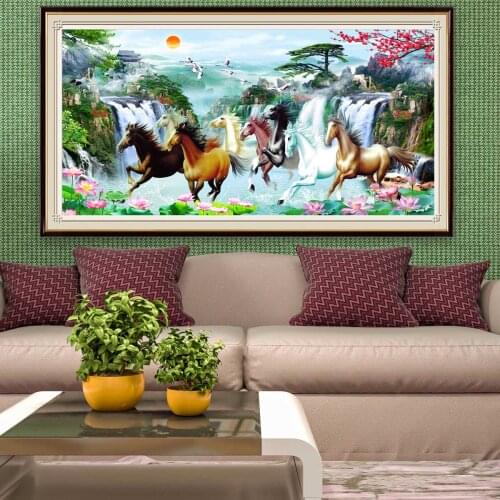 5D DIY Diamond Painting Landscape Full Round Square Horse Animals Diamond Embroidery Scenery Diamond Mosaic Gift Factory Direct