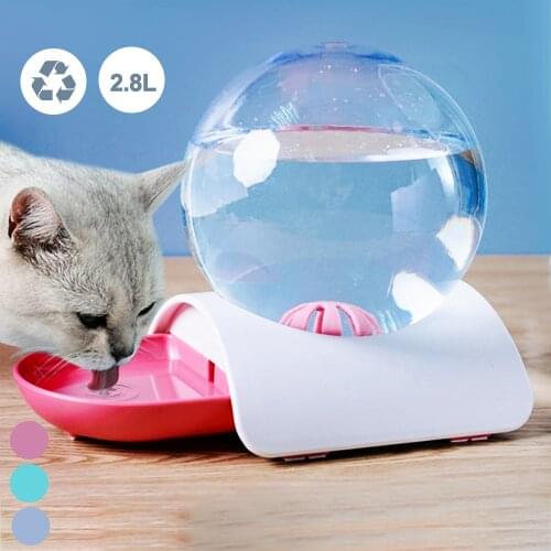 2.8L Cat Spring Drinking Bowl Pet Water Dispenser No Electricity Dog Feeder Fountain Bubble Automatic Cat Water Fountain Bowl