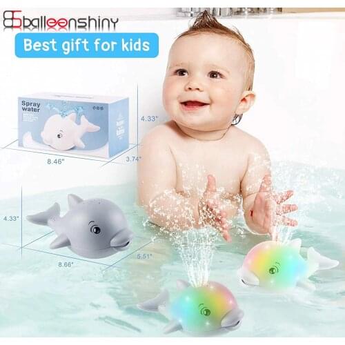 BalleenShiny Baby Bath Toys Cute Glowing Dolphin Classic Bathtub toy Children Birthday Gift Educational Animal For Toddler Kids
