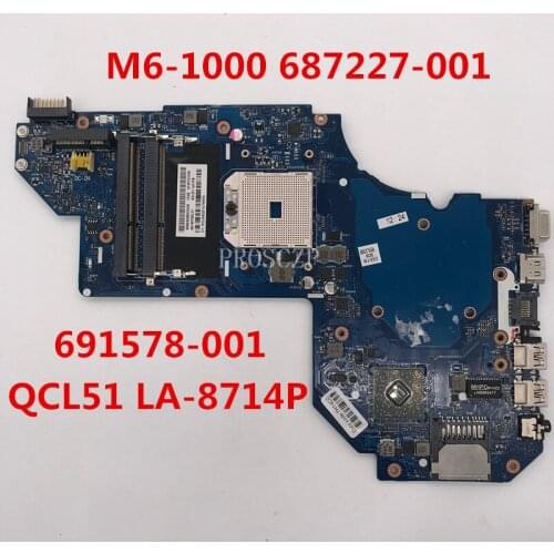 Free shipping For pavilion M6 M6-1000 Laptop motherboard 687227-001 687227-501 687227-601 691578-001 QCL51 LA-8714P working well