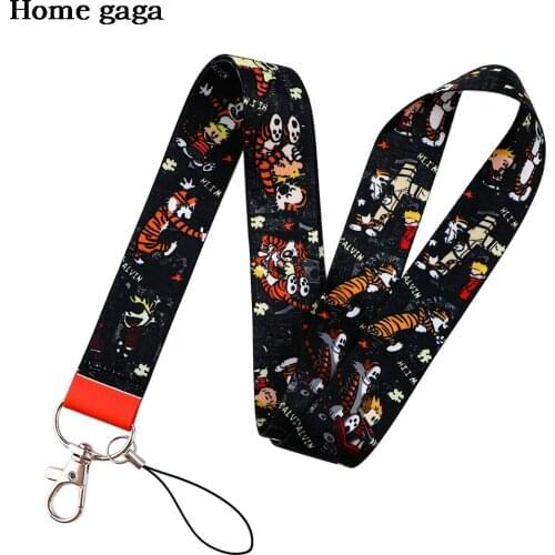 DB519 Tiger Cute Animal Lanyards Keychain Cartoon Print Webbing Ribbon Neck Straps ID Card Student Name Badge Holder Gift