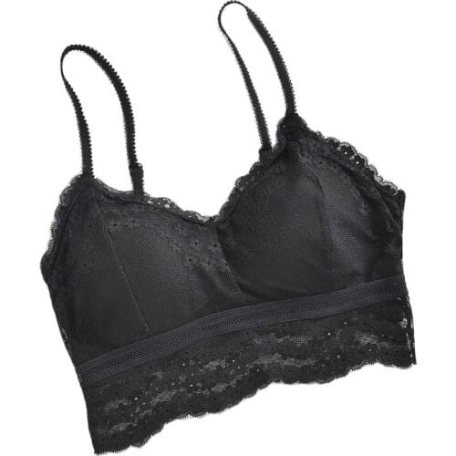 French Style Lace Bralette Padded Bra Summer Women Crop Tops Wireless Underwear Sexy Back Tube Top Comfortable Lingerie