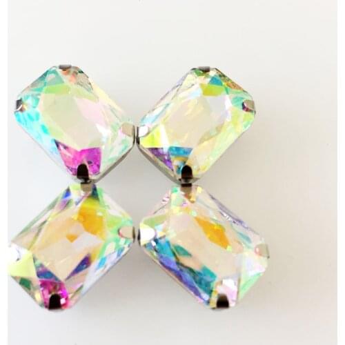 AB color High quality Super flash crystal glass flatback sew on rhinestone with claw,diy/clothing accessories