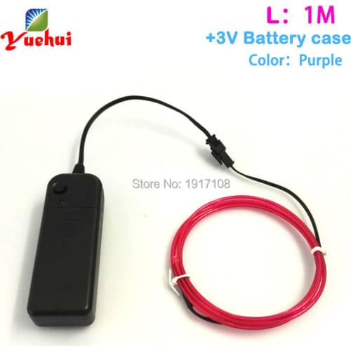 Newest 10 Color Choice 2.3mm 1M party Decorative Led Thread Indoor Decals Tags 3V Flexible Neon Light Purple EL Wire Rope Tube