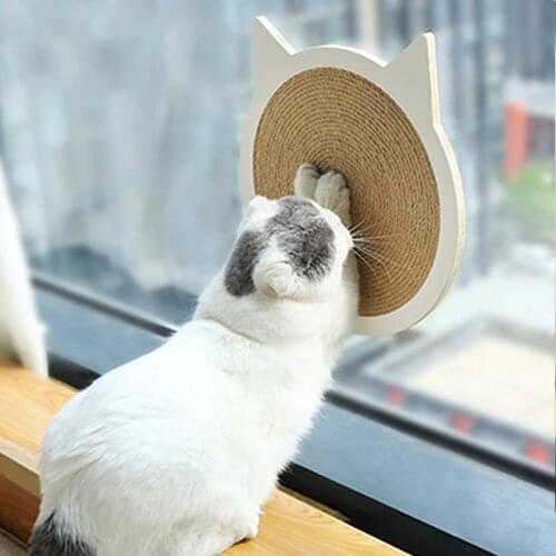 Sisal Cat Scratch Board Green Solid Wood Suction Cup Design Double Suction Suitable For Smooth Surface Protect Furniture Cat Toy