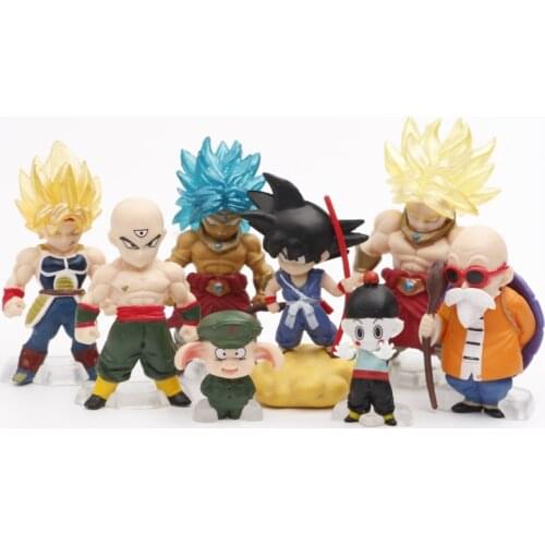 8pcs/set Dragon Ball Z Anime Broly Goku Burdock Vegeta Super Saiyan PVC Action Figure 3-7cm Dragon Ball Super Figurine Model Toy