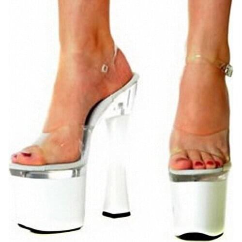 Factory quality goods Transparent bag with sandals Super 18cm high heels and sexy nightclub shoes big yards