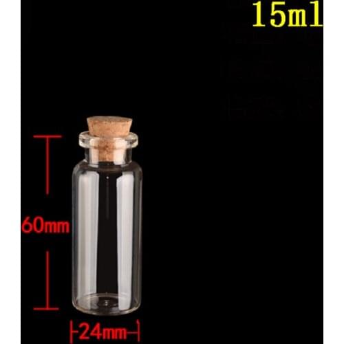 Hot sale 24 * 60mm cork bottles 15ml test tube bottle drift bottles Wishing bottle 500pcs/lot
