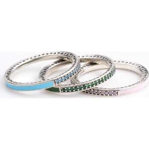 Hot Sale Women Color Enamel Heart Shine crystal fashion Ring Love Finger for Women gift