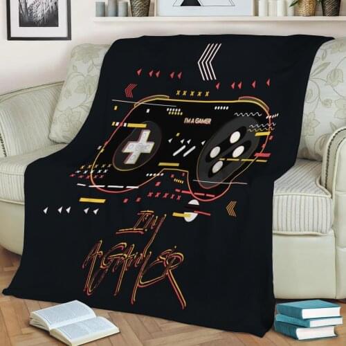 Im a Gamer Controller Throw Blanket Print on Sherpa Blankets Soft for Sofa Customized DIY Plush Thin Quilt