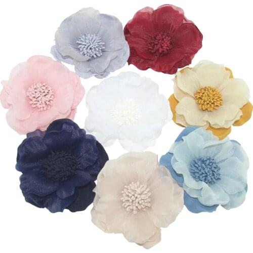 12pcs/bag 10cm artificial flower handmade craft fabric flower 3 layers women garment scarf DIY supplies decorations