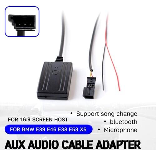 For BMW E46 E39 E53 X5 Cable Adapter with Mic Hands-free Hifi Aux Module for 16:9 Large Screen Head Unit bluetooth Aux Receiver