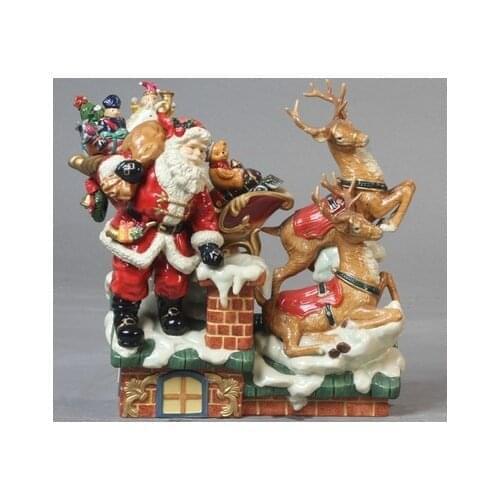 CERAMIC CRAFTS HOME DECORATION SANTA CLAUS SENDING GIFTS FIGURINE CHRISTMAS GIFTS