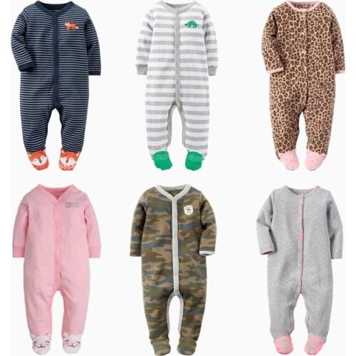 Baby romperpajamas zipper fleece newbornbaby footed romper warm winter underwear one piece overalls baby clothes infants clothes
