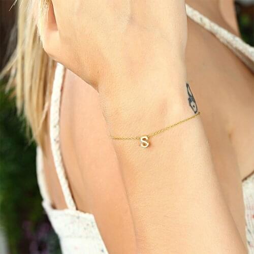 Good Looking Gold Plated Womens 925 Sterling Silver Jewelry S Letter Bracelet 925 Silver Wristlet