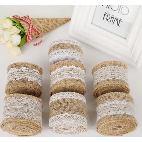 2 Meter 5/6cm Jute Burlap Hessian Ribbon Lace Bodas Decoracion vintage Sisal Lace Trim Wedding Centerpieces Decoration Supplies
