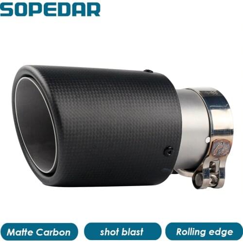SOPEDAR Matte 3k Carbon Car Exhaust Tip Tail Pipe End Shot Blast Surface Muffler Universal Modification Muffler AK Auto Parts
