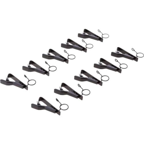 10 Pack Ring-type Metal Clip, 0.39inch (10mm) Dia Lapel/Lavalier Microphone Tie Clip Black for Lavalier Wireless Microphone Syst