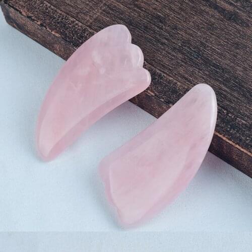 2 Pieces Mini Rose Quartz Guasha Board Natural Rose Quartz Massage Guasha Stone Massager Face Beauty Slim Massage GuaSha Tool
