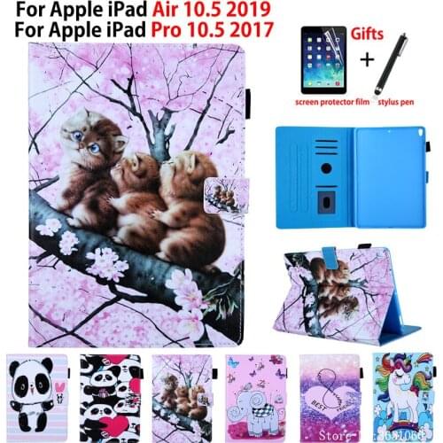 Cartoon Case For iPad Air 10.5 2019 Case For Apple iPad Pro 10.5'' 2017 Smart Cover Funda Tablet Silicone PU Leather Stand Shell