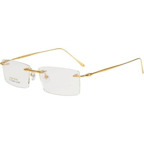 Veshion Titanium Glasses Frame Men Rimless Eye Glasses Frames for Men Women Square Gold Optical Clear Lens Ultra-light Myopia