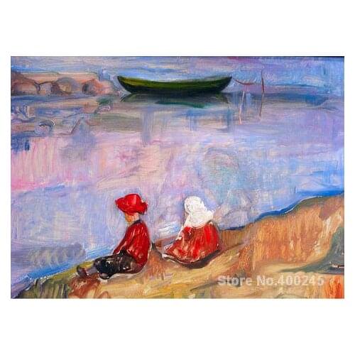 Wall art Two Children On the Beach Edvard Munch Paintings Hand painted High quality