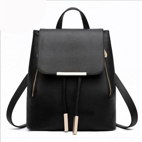 New Fashion backpacks women PU leather backpack solid color casual Magnetic buckle backpack school bags