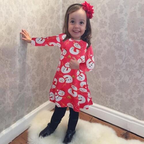 New Christmas Dresses For Children Girls Winter Cartoon Dress Long Sleeve Christmas Clothing Cute Kids Dresses Natal Roupa