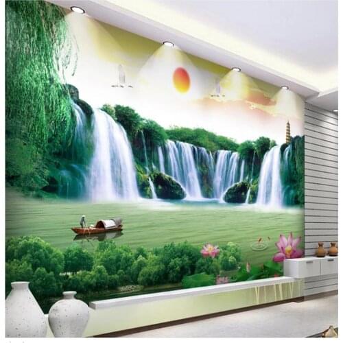 Custom wallpapers mural waterfall wallpapers landscape painting TV background wall decoration painting 3d wallpaper