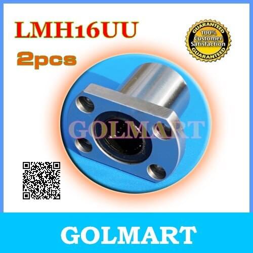 2pcs LMH16UU H oval flange Type Linear motion Bearing 16x28x37mm 16mm shaft rail Linearlager kurz Flanschlager halbrund