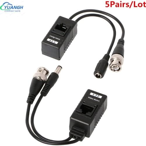 5 Pairs BNC To RJ45 Passive Video Power + Audio 5MP Video Balun Transceiver For CCTV Camera