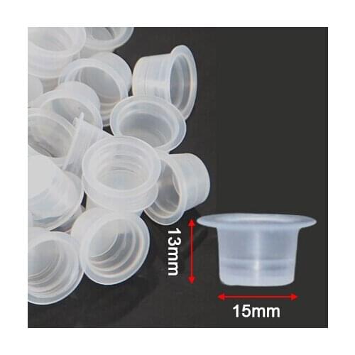 YILONG 500pcs Plastic Disposable Tattoo Ink 15mm Medium Size Holder Cups Pigment Supplies Permanent Makeup