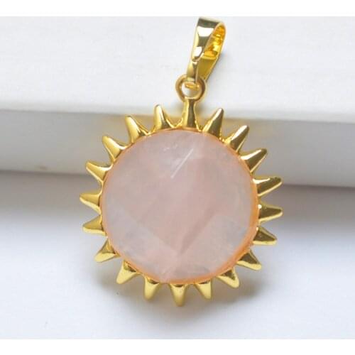 Natural Rose Crystal Stone Faceted Bead GEM Pendant Sunlight Jewelry For Gift Fashion S3096