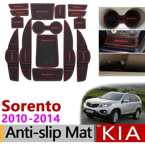 Anti-Slip Gate Slot Mat Rubber Coaster for KIA Sorento XM 2010 2011 2012 2013 2014 Kia Sorento R 2010-2014 Accessories Stickers
