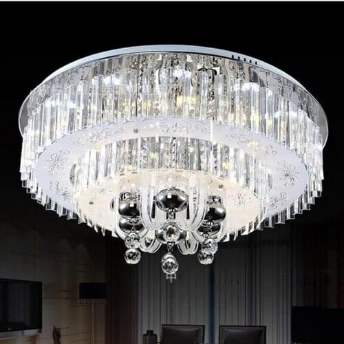 Luxury atmosphere crystal lamp round living room bedroom restaurant LED ceiling lamp modern lamps 3 Color Dimming With Remote