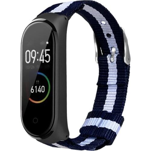 Luxury Nylon Wrist Strap For Xiaomi Mi Band 5 4 3 Smart Bracelet Canvas Band With Metal Frame Accessories For Miband 5 4 3 Mi4 5