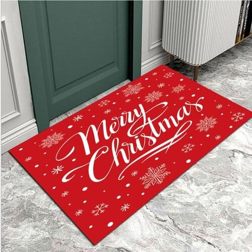 Merry Christmas Red Doormat Rubber Carpet Indoor Living Room Bathroom Non-Slip Door Mat Durable Absorbent Rug