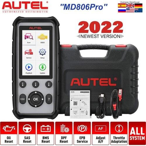 Autel MaxiDiag MD806 Pro Car Scanner All Systems Diagnostics, Oil Reset, EPB, SAS, DPF, BMS, Throttle, Upgraded Version of MD806