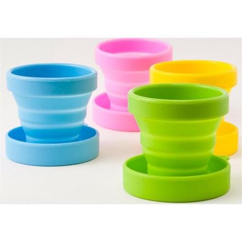 Silicone Folding Cup Candy Color Collapsible Water Drink Cup Outdoor Travel Camping Telescopic Mug Drinkware
