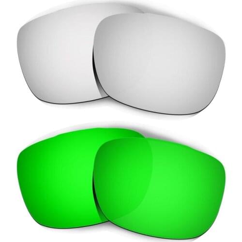 HKUCO For TwoFace Sunglasses Replacement Polarized Lenses 2 Pairs - Silver & Green