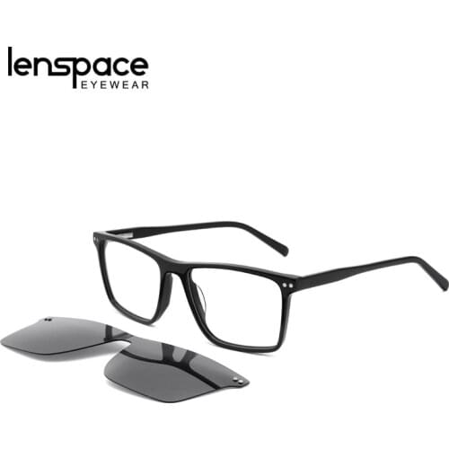Lenspace Polarized Square Sunglasses Women Magnetic Clip On Luxury Glasses Acetate Accessories for Men Eyeglasses Frame Glases