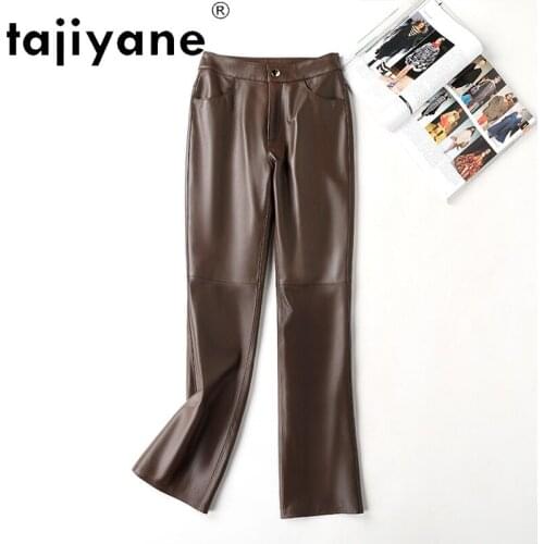 Tajiyane Pencil Pants Women Genuine Leather Trousers Woman Genuine Leather High Waist Pants High Quality Ropa Mujer TN2467