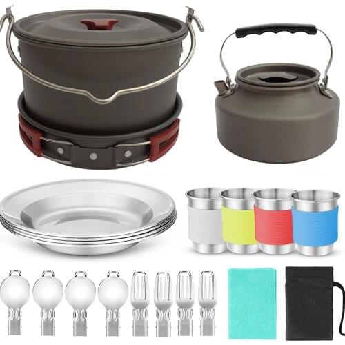 Outdoor Supplies Hot-Selling Camping Pot, Kettle, Pots, Cooker, Teapot Combination, Durable And Easy To Carry